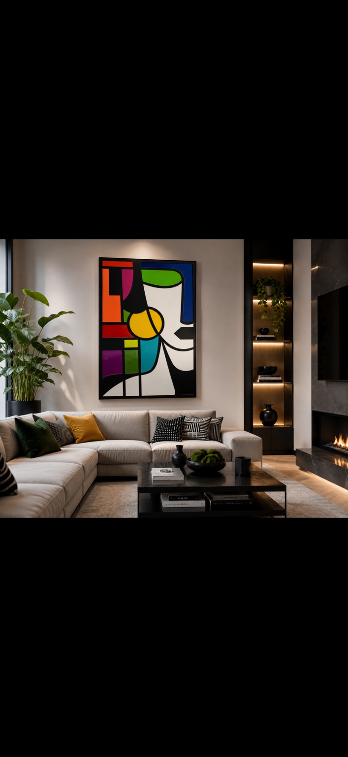 Geometric abstract ArtVader artwork displayed in a contemporary room